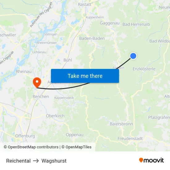 Reichental to Wagshurst map
