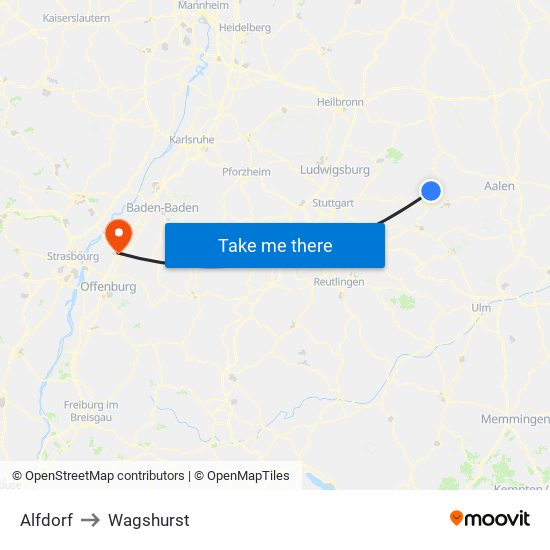 Alfdorf to Wagshurst map