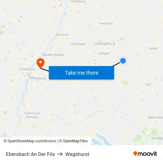 Ebersbach An Der Fils to Wagshurst map