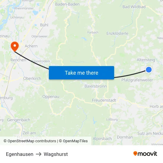 Egenhausen to Wagshurst map