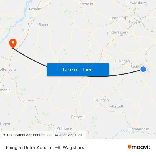 Eningen Unter Achalm to Wagshurst map
