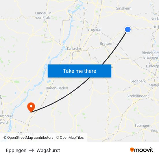 Eppingen to Wagshurst map