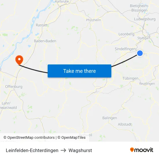 Leinfelden-Echterdingen to Wagshurst map