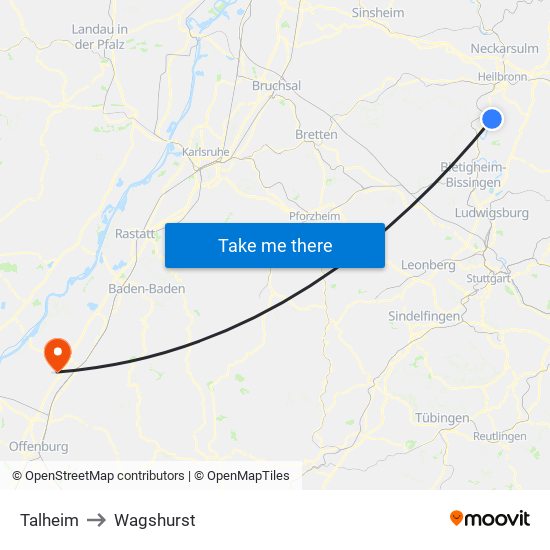 Talheim to Wagshurst map