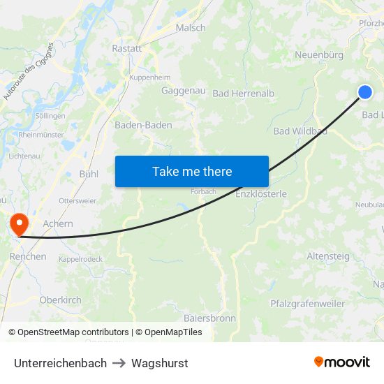 Unterreichenbach to Wagshurst map