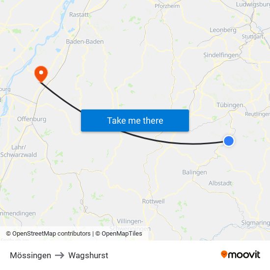 Mössingen to Wagshurst map