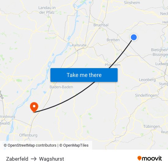 Zaberfeld to Wagshurst map