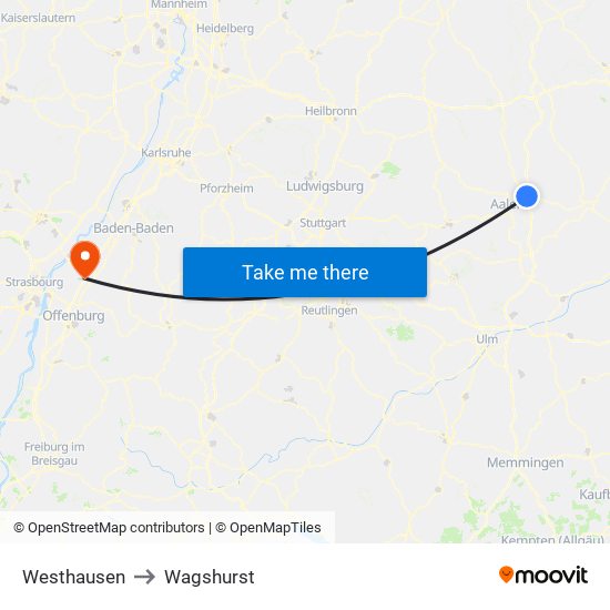 Westhausen to Wagshurst map