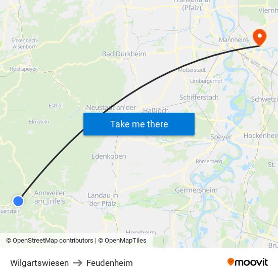 Wilgartswiesen to Feudenheim map