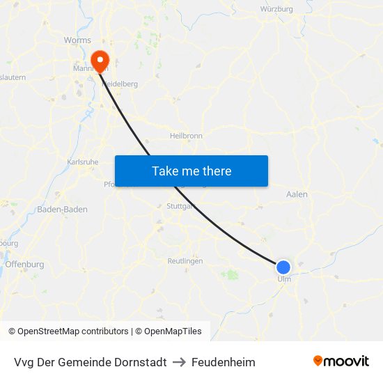 Vvg Der Gemeinde Dornstadt to Feudenheim map