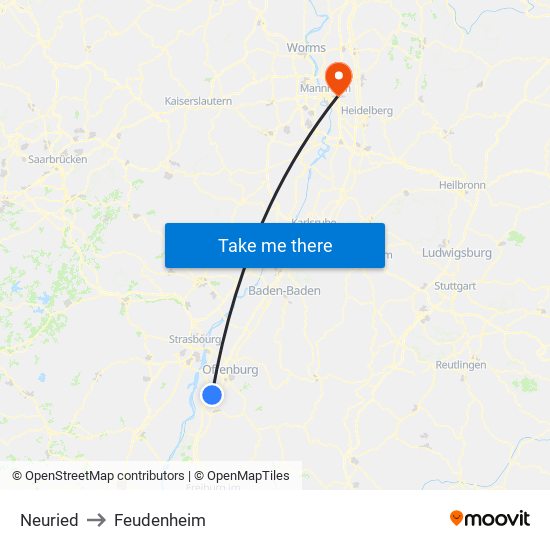 Neuried to Feudenheim map