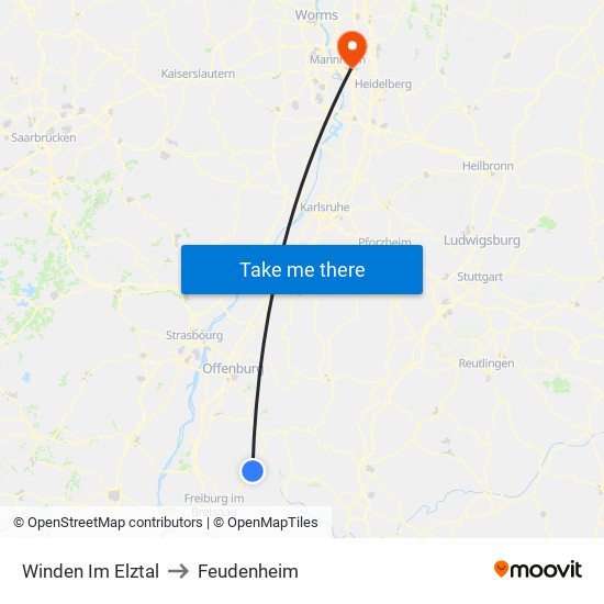 Winden Im Elztal to Feudenheim map