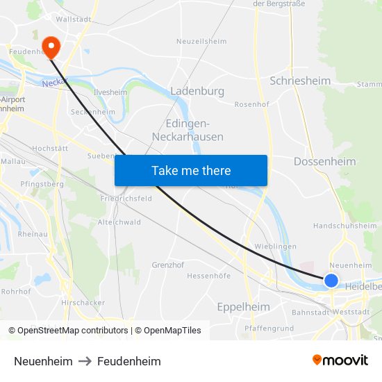 Neuenheim to Feudenheim map