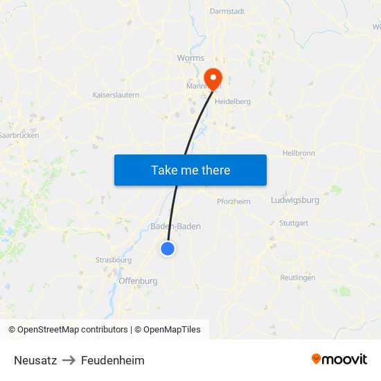 Neusatz to Feudenheim map
