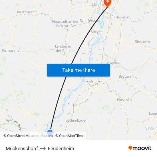 Muckenschopf to Feudenheim map