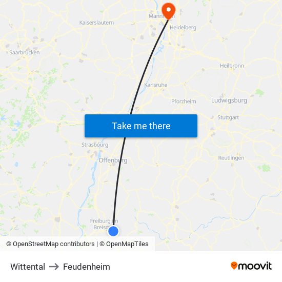 Wittental to Feudenheim map