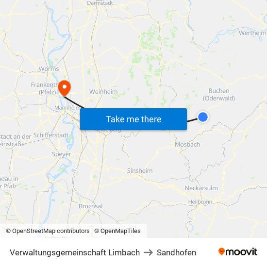 Verwaltungsgemeinschaft Limbach to Sandhofen map
