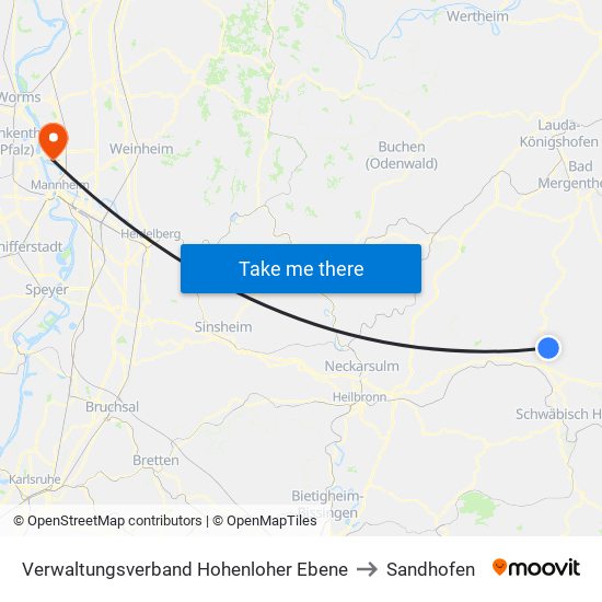 Verwaltungsverband Hohenloher Ebene to Sandhofen map