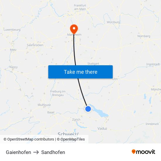 Gaienhofen to Sandhofen map