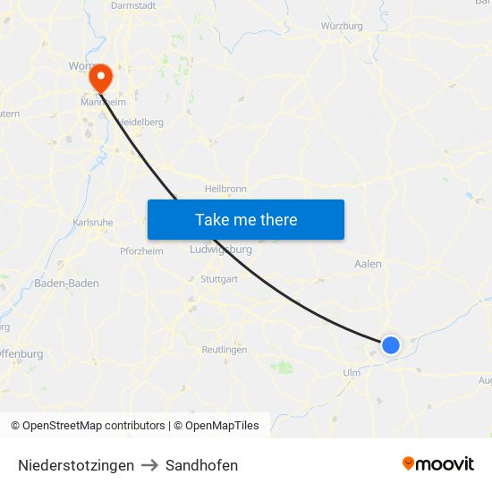 Niederstotzingen to Sandhofen map