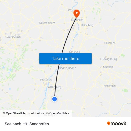 Seelbach to Sandhofen map