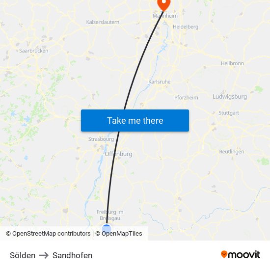 Sölden to Sandhofen map