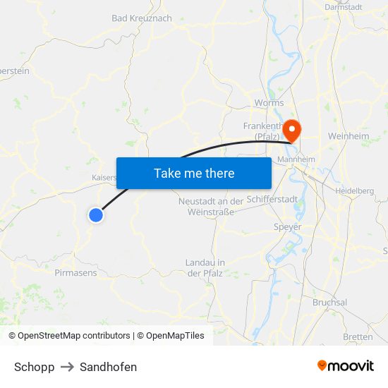 Schopp to Sandhofen map