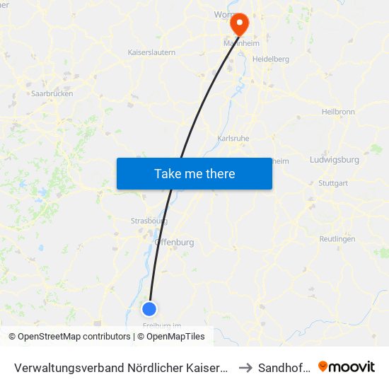 Verwaltungsverband Nördlicher Kaiserstuhl to Sandhofen map