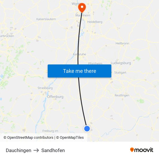 Dauchingen to Sandhofen map