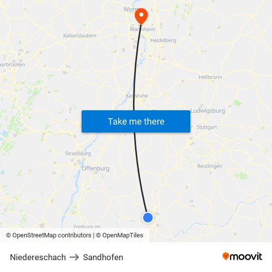 Niedereschach to Sandhofen map