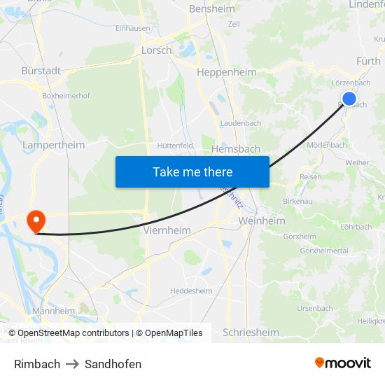 Rimbach to Sandhofen map