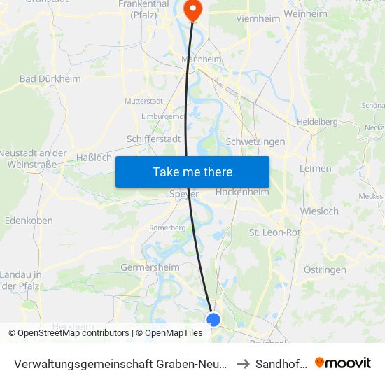 Verwaltungsgemeinschaft Graben-Neudorf to Sandhofen map