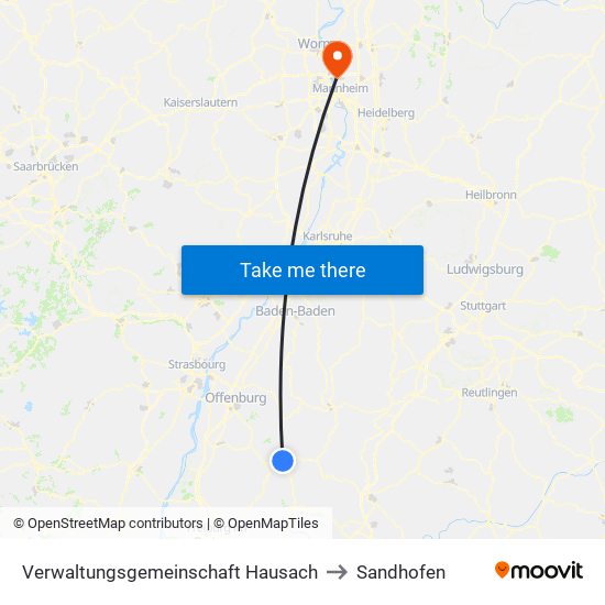 Verwaltungsgemeinschaft Hausach to Sandhofen map