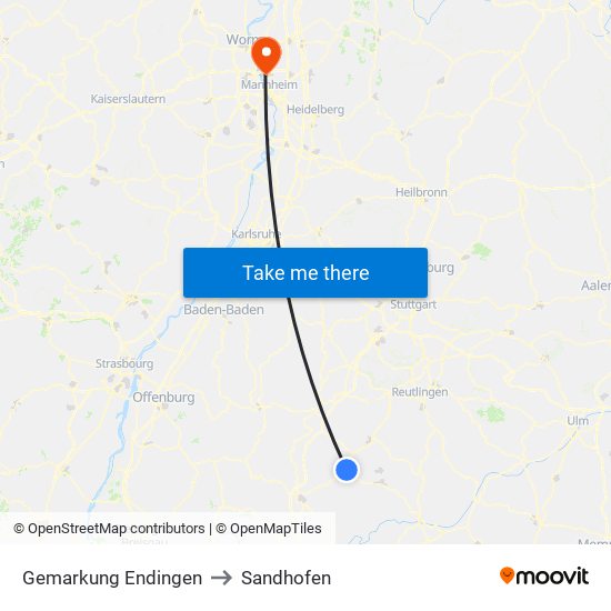 Gemarkung Endingen to Sandhofen map