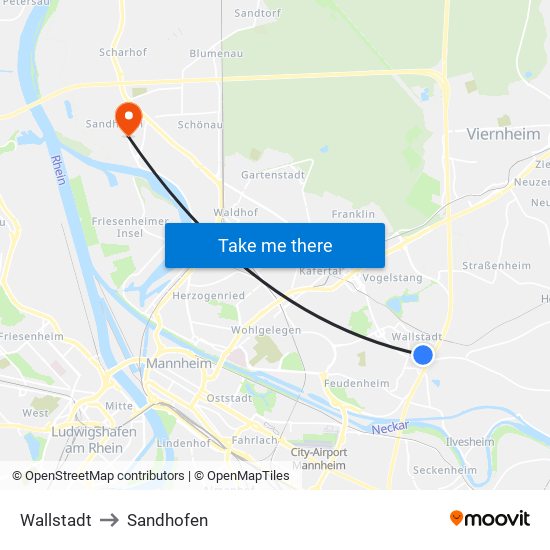 Wallstadt to Sandhofen map