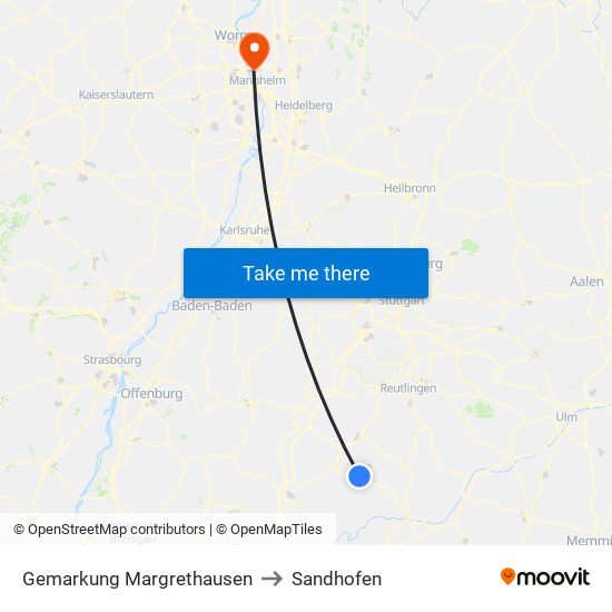 Gemarkung Margrethausen to Sandhofen map