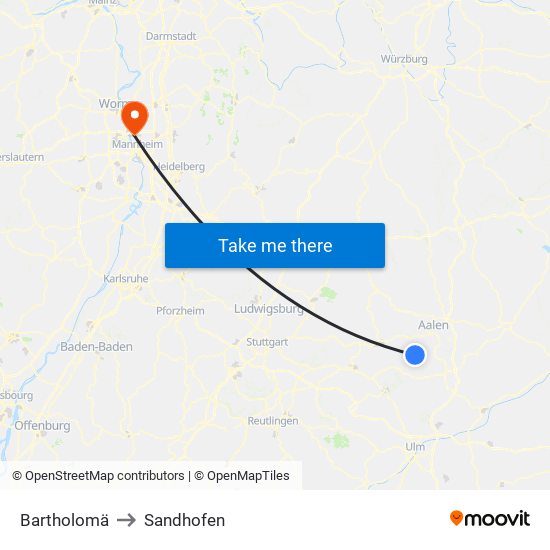 Bartholomä to Sandhofen map