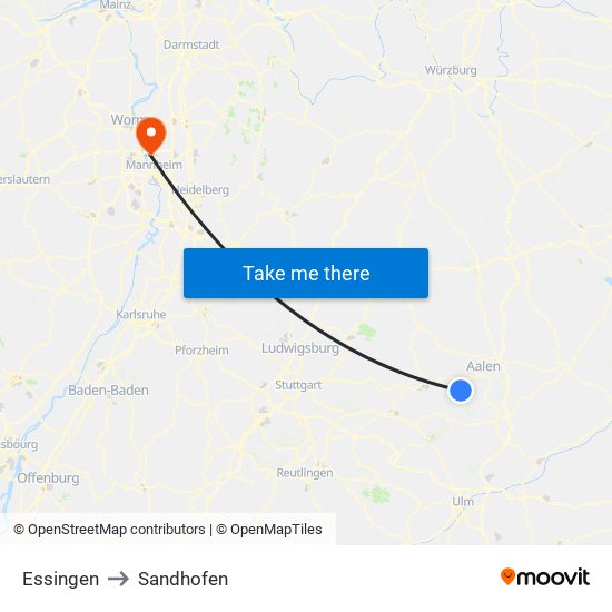 Essingen to Sandhofen map