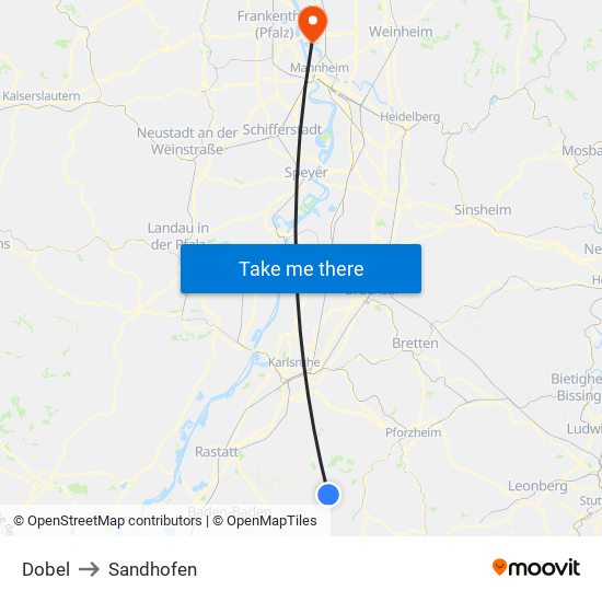 Dobel to Sandhofen map
