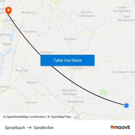 Spraitbach to Sandhofen map