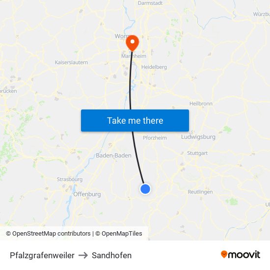 Pfalzgrafenweiler to Sandhofen map