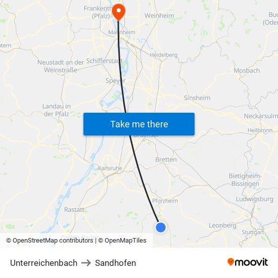 Unterreichenbach to Sandhofen map