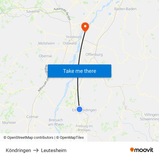Köndringen to Leutesheim map