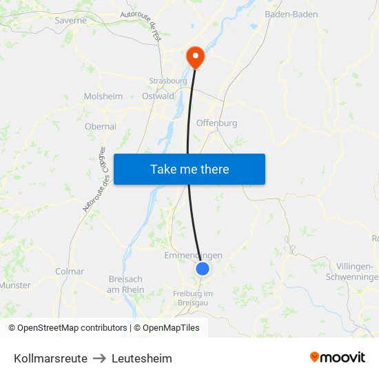 Kollmarsreute to Leutesheim map