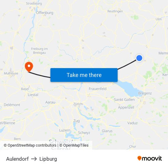 Aulendorf to Lipburg map