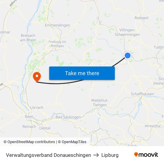 Verwaltungsverband Donaueschingen to Lipburg map