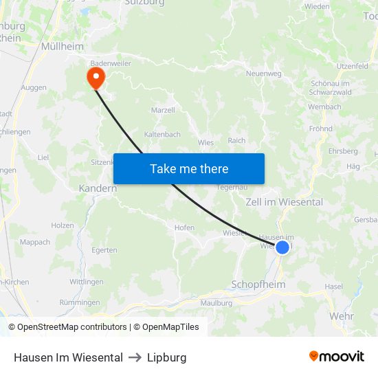 Hausen Im Wiesental to Lipburg map