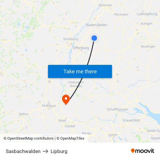 Sasbachwalden to Lipburg map