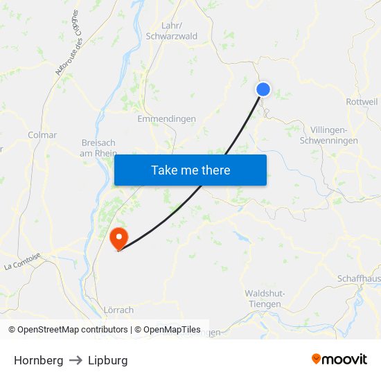 Hornberg to Lipburg map