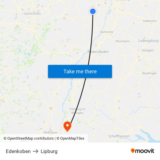 Edenkoben to Lipburg map